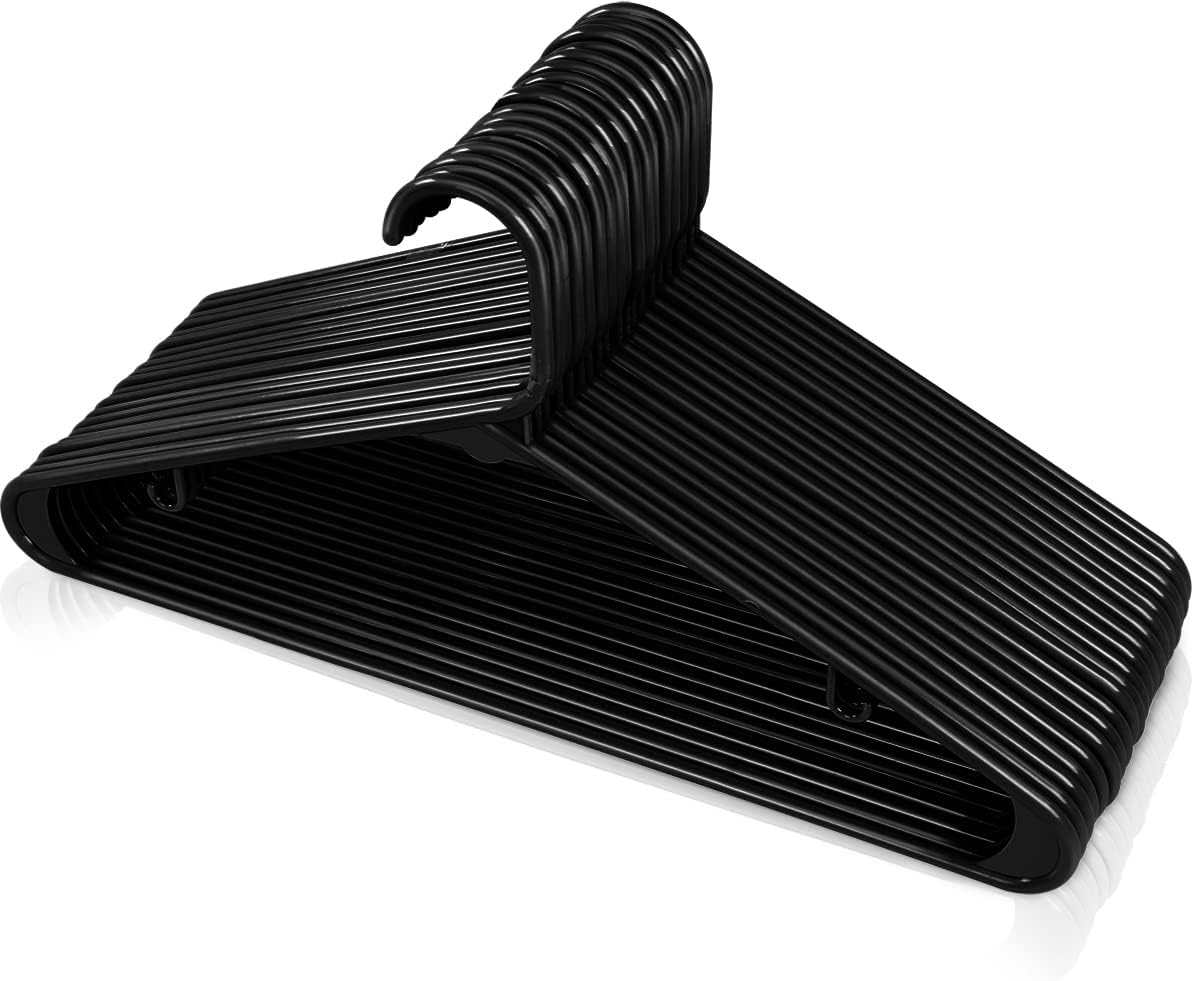Utopia Home Plastic Hangers 100 Pack - Durable Space-Saving Closet Organizers - Essential for Shirts, Pants, Skirts & Coats (Black)
