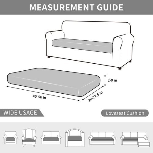 Easy-Going Waterproof Couch Cushion Covers for Couches and Sofas, Stretch Jacquard Sofa Seat Cover Replacement for Dogs, Pets & Kids, Durable Furniture Protector for Loveseat Cushions, Light Gray