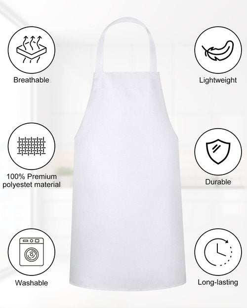 Foaincore 36 Pack Bib Aprons Bulk Plain Aprons for Man Woman Adult Unisex Apron Machine Washable Adjustable Bib Apron(White)
