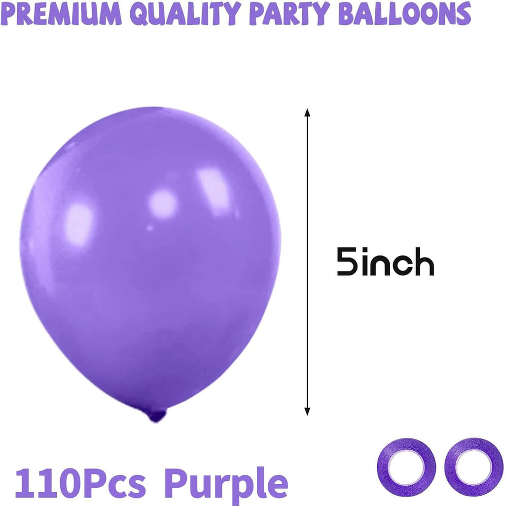 Purple Balloons - 110 Pcs Mini 5-Inch Thick Latex Balloons for Birthday, Wedding & Baby Shower Decor