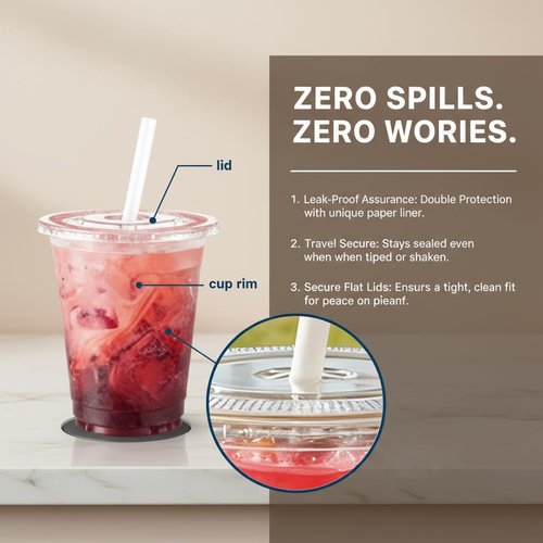 Voatree 110 Pack 20 oz Plastic Cups with Lids and Straws,Sturdy Disposable Iced Coffee Cups with Lids,Clear To Go Cups For Smoothie,Cold Drinks