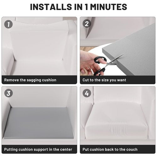 Foamagic Couch Cushion Support, Sofa Cushion Support for Sagging Couch Seat, Couch Replacement Insert, 20"x20"x2", High Density Foam Furniture Seat Sagging Repair, Trapezoid 40D, Grey Set of 3