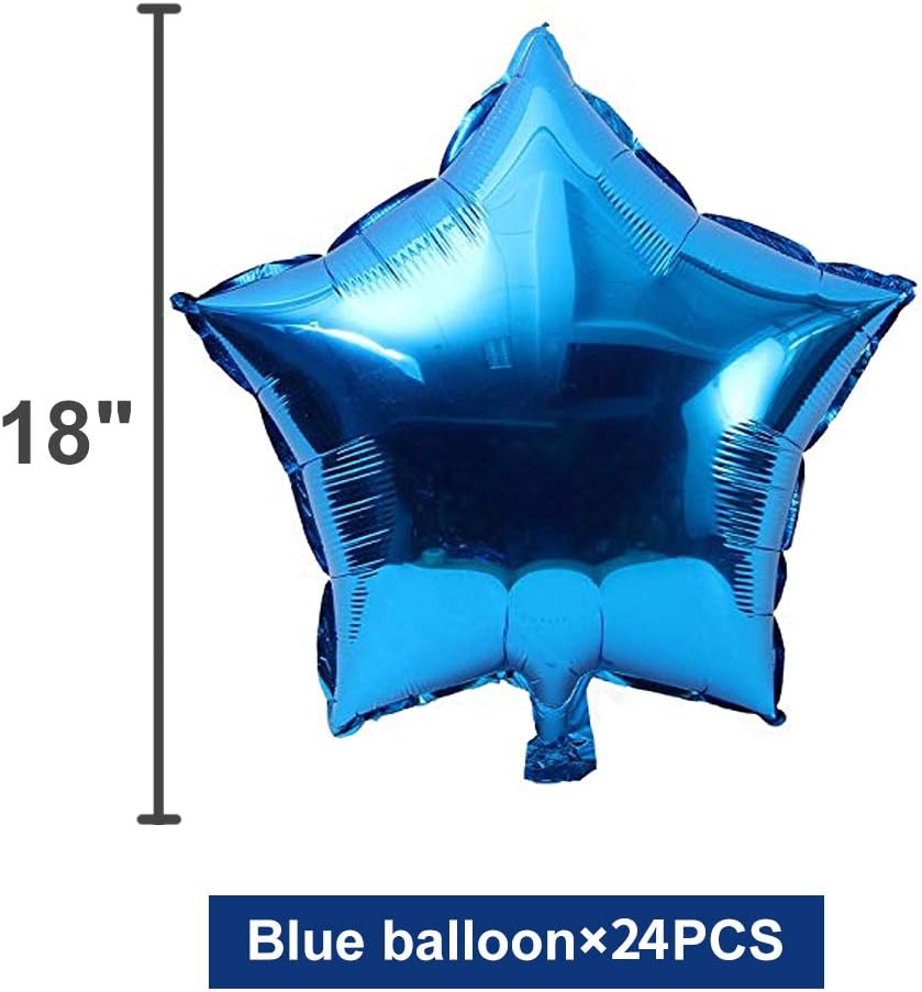Skiennix 18" Blue Star Foil Balloons - 24 Pcs for Baby Showers, Gender Reveals & Weddings