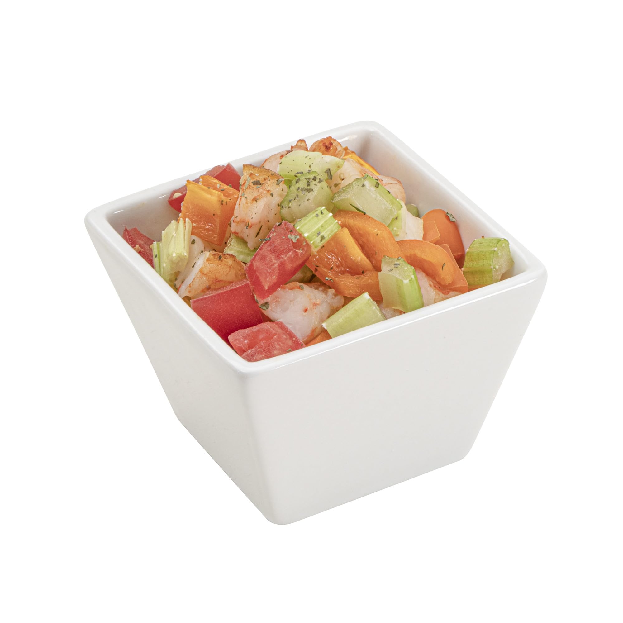 Restaurantware 6 Ounce Small Dessert Cups 10 Square Fondue Bowls - Oven Safe Chip Resistant White Porcelain Porcelain Dip Bowls Dishwasher Safe For Snacks Or Desserts