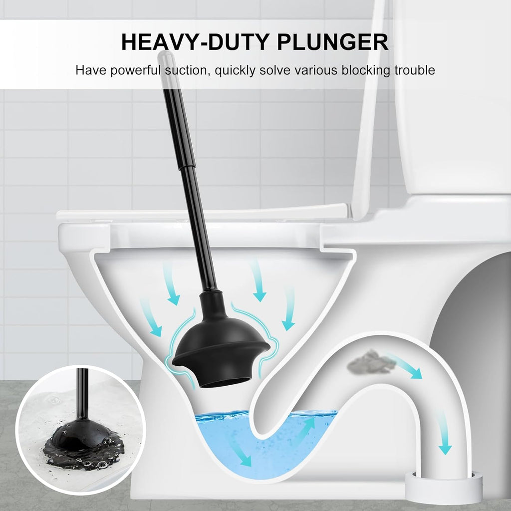 SetSail Toilet Brush and Plunger Set | Heavy-Duty Bathroom Cleaning Tools - Black