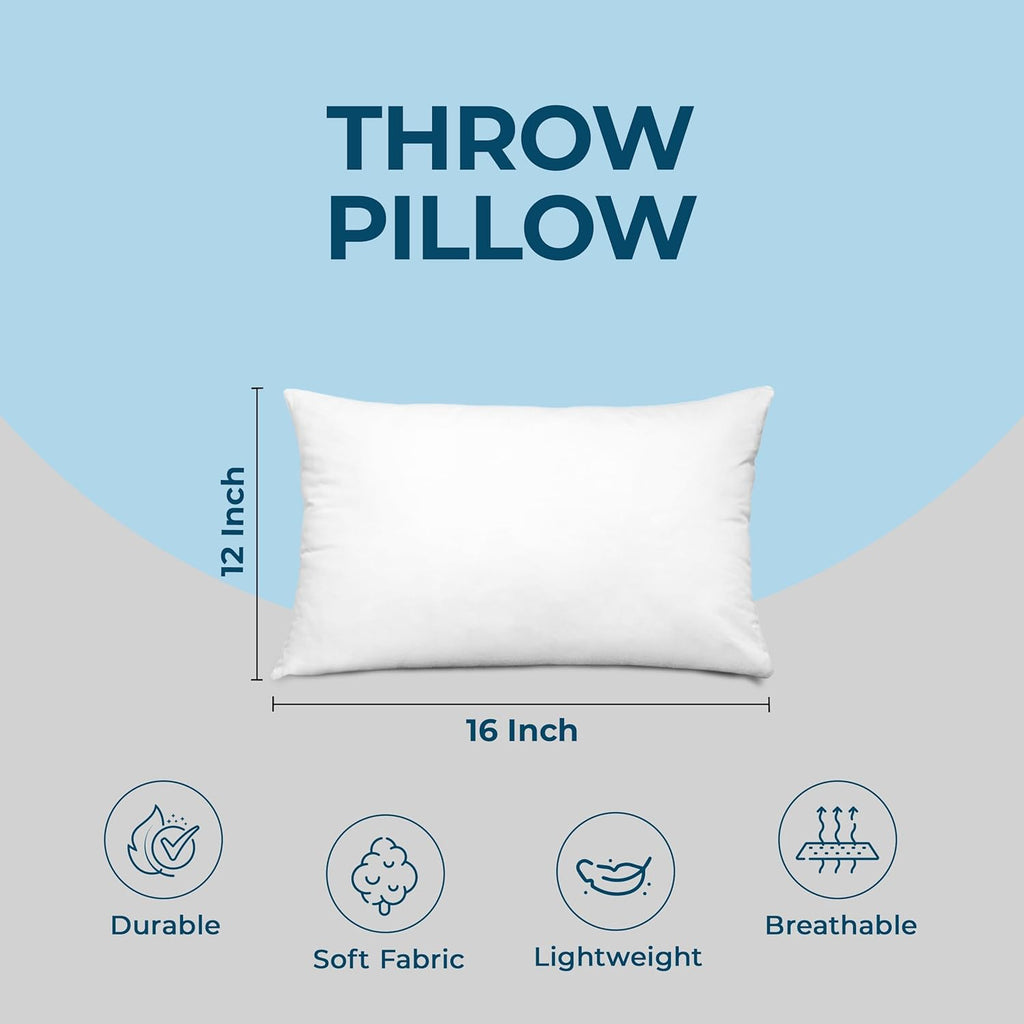 Utopia Bedding Throw Pillows - Fluffy Down Alternative Set of 4 | 12 x 16 Inches, White for Bed & Sofa