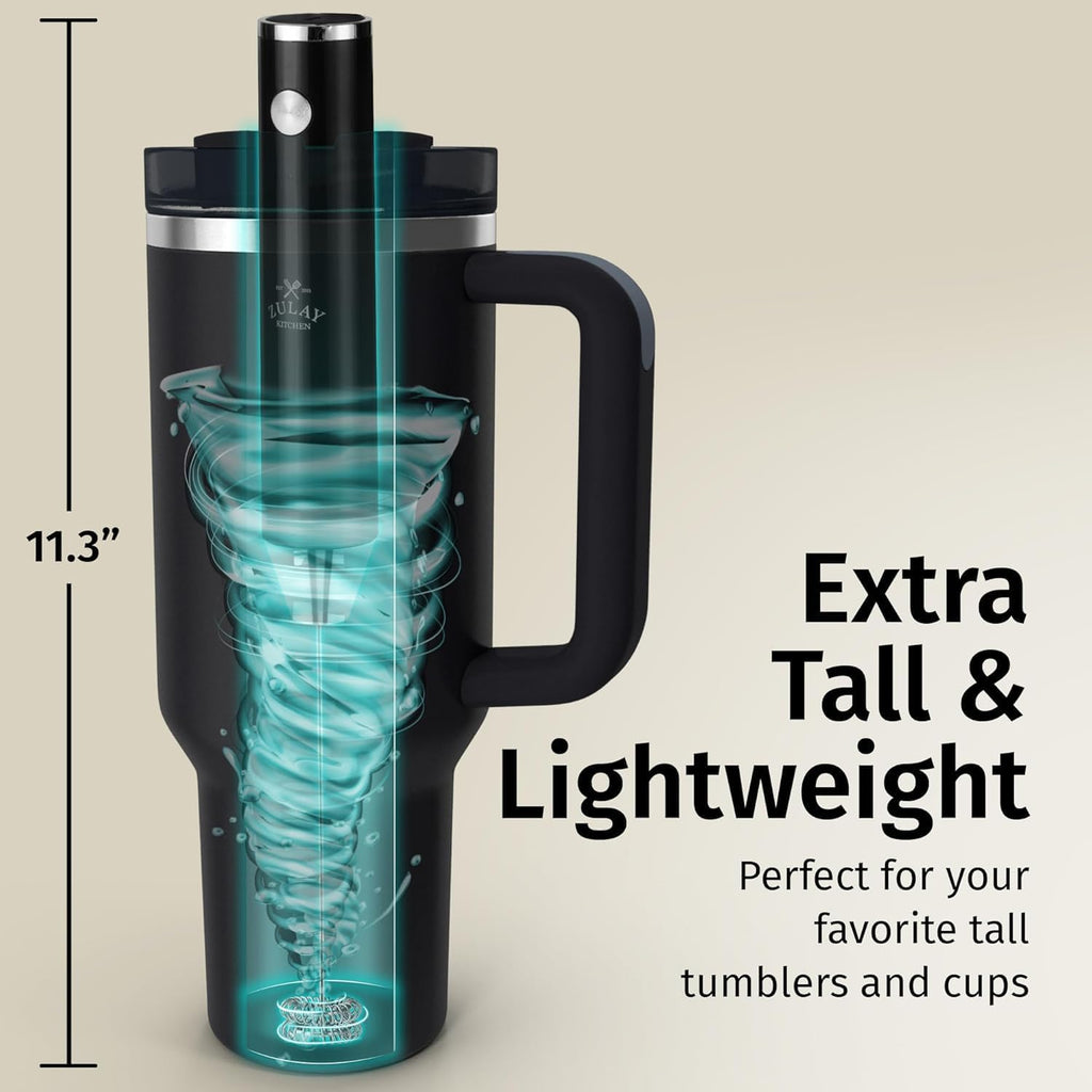 Zulay Kitchen Rechargeable Milk Frother - Powerful 2-Speed Motor, Waterproof, 2000mAh Battery | Perfect for Latte, Cappuccino, Matcha & Protein Drinks - Pure Silver