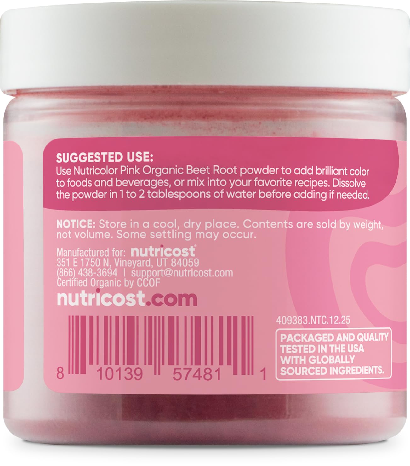 Nutricost Pink Plant-Based Food Coloring - Organic Beet Root Powder | 60 Servings for Food & Beverages