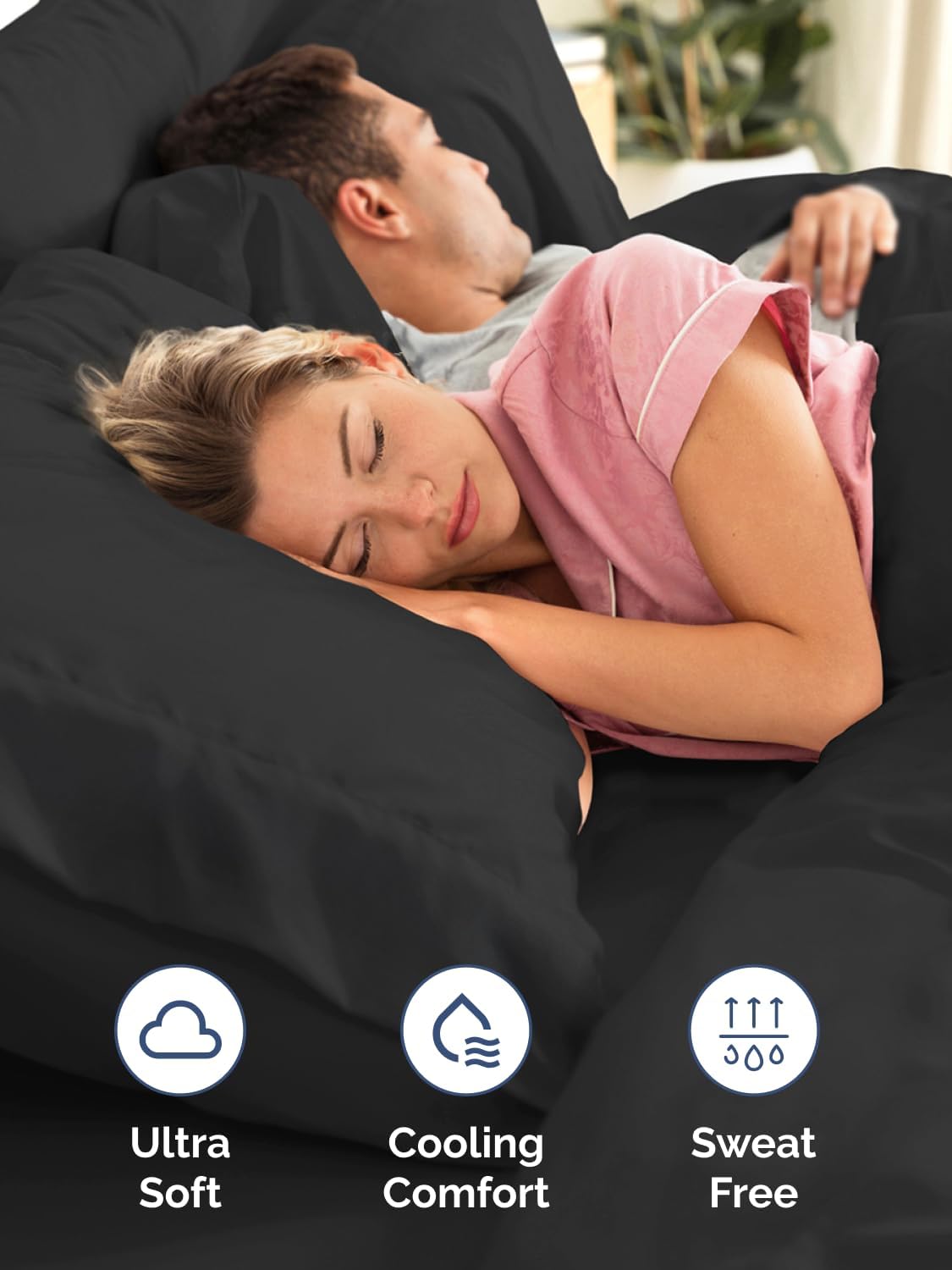 Skiennix Extra Deep Twin XL Sheet Set | 4-Piece Breathable Cooling Bedding - Soft, Wrinkle-Free, Easy Fit - Black