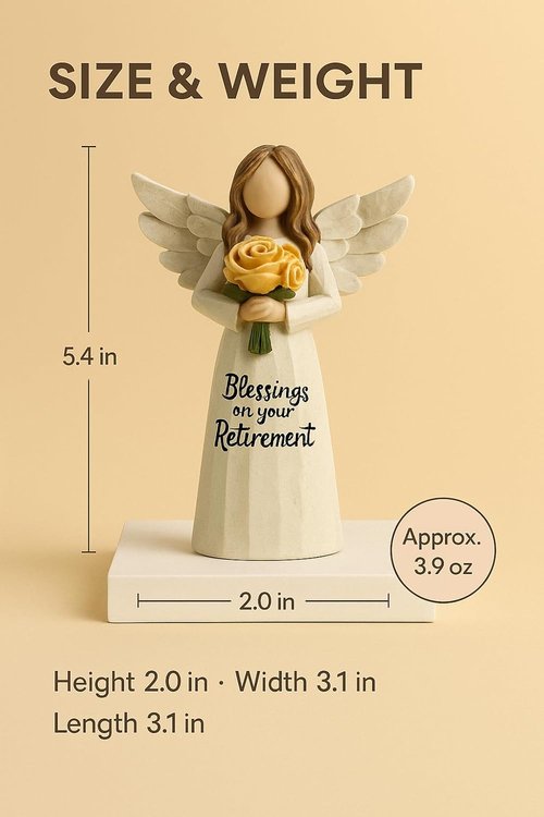 GoGnome Retirement Gift - Resin Angel Statue for Women | Blessings Decor for Coworkers, Teachers, Nurses, Moms