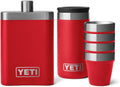 YETI 7 oz Flask with Color Matching Set of Shot Glasses, Rescue Red
