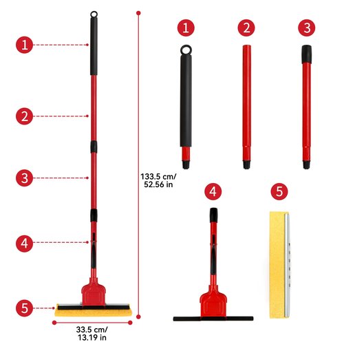 Cellulose Sponge Pop Up Sponge Mop with 2 Swop Roller Sponge mop Suitable for Wood, Ceramic Tiles and Other Flat Floors (1 Handle and 2 Heads)