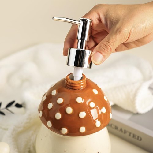 Colias Wing Retro Mushroom Soap Dispenser with Plastic Pump, Refillable Lotion Soap Bottle, Lotion Bottle, Hand Soap Dispenser, Home Decoration