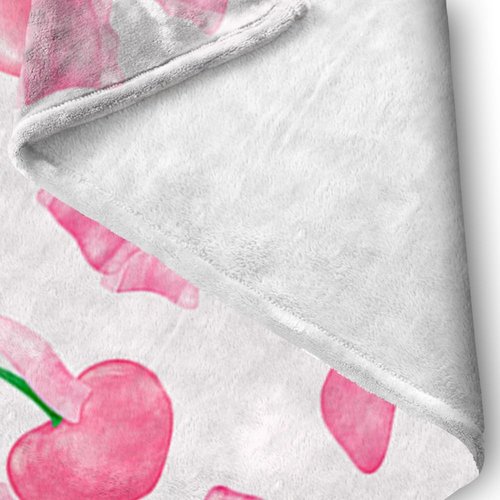 Reateforin Pink Cherry Bow Throw Blanket Back to School Decorations Soft Dorm Room Essentials Gifts for Students Girls Boys Lightweight Coquette Bow Cherry Aesthetic Blanket for Nursery Room 30"x40"