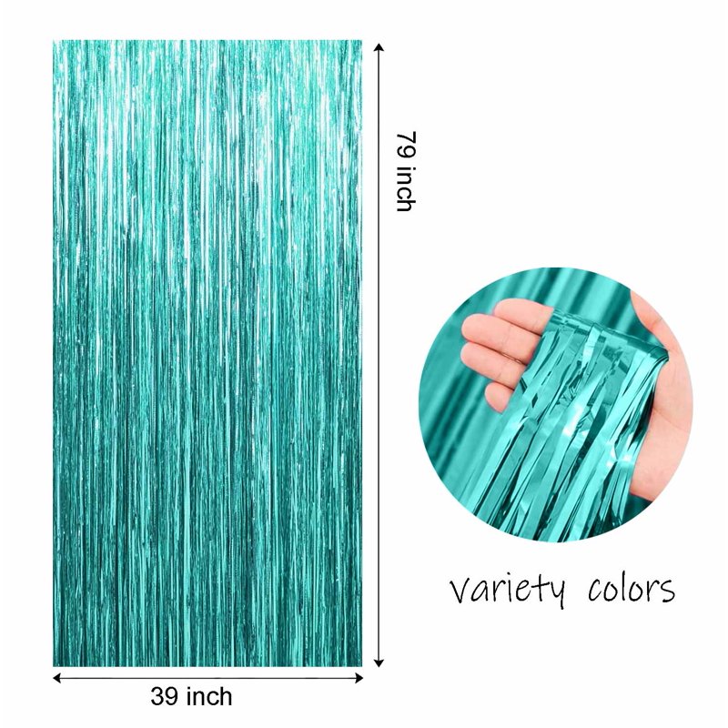 Green Foil Fringe Curtain for Events - 3-Pack Birthday Wedding Graduation Party Decor - Sm:)e