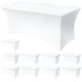 Lemict 6FT White Table Cloth - 10 Pack Fitted Stretch Rectangle Spandex Tablecloth, Washable Table Cover for Party, Picnic, Wedding, Banquet, Birthday and Festival(30" x 72")