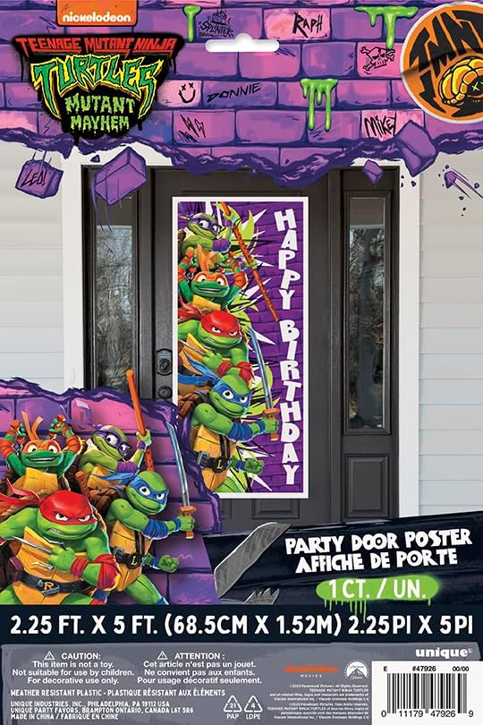 Teenage Mutant Ninja Turtles Birthday Door Poster - Eye-Catching 27" x 60" Party Decoration