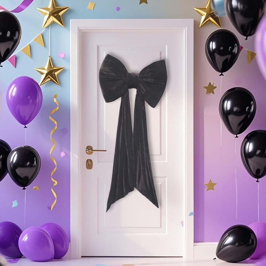 Skiennix Large Coquette Bow - Giant Backdrop Decoration for Weddings & Parties | 24x47 Inch (Black)