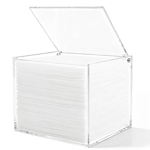 Clear Acrylic Disposable Face Towel Holder-Compatible with Clean Skin Club Facial Towel XL, Acrylic Face Towelette Storage Box Container, Cosmetic Organizer for Bathroom Countertop Storage