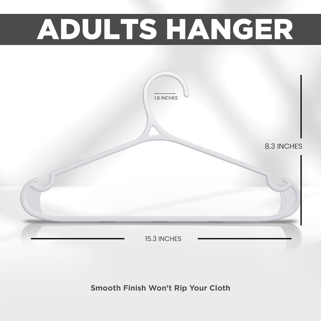 Utopia Home Plastic Hangers - Heavy Duty Non-Slip Hangers for Shirts & Pants | 50 Pack in White