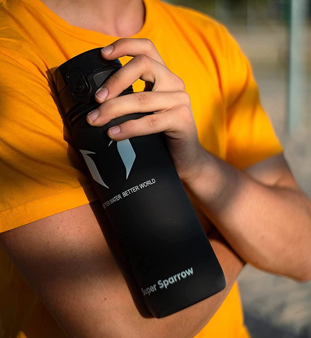 Super Sparrow Water Bottle - 32 oz - BPA & Toxic Free Tritan Water Bottles - One Touch Opening - Leak-proof Plastic Bottle - Kids Water Bottle for Office, Gym, Outdoor, Sports