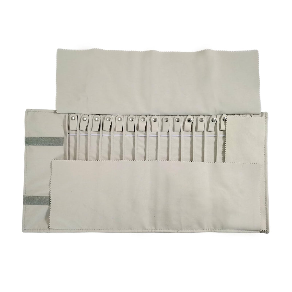 SCIKHEFT Portable Jewelry Roll Untangled Secure Necklace Travel Storage Bag Displays Holder 16 Chain (Beige)