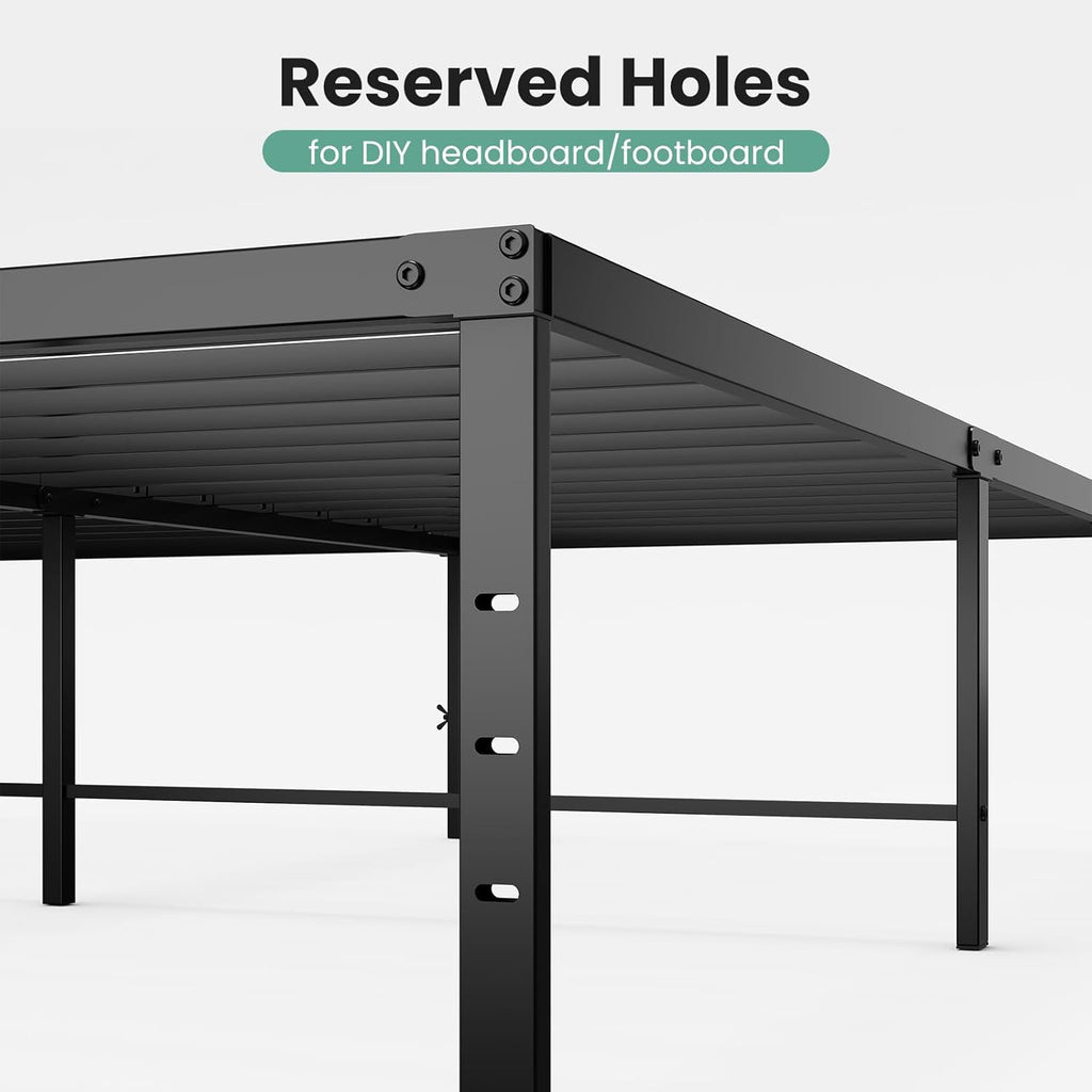 Sweetcrispy 18-Inch Platform Bed Frame - Heavy Duty Metal Foundation with Noise-Free Steel Slats | Underbed Storage, No Box Spring Needed
