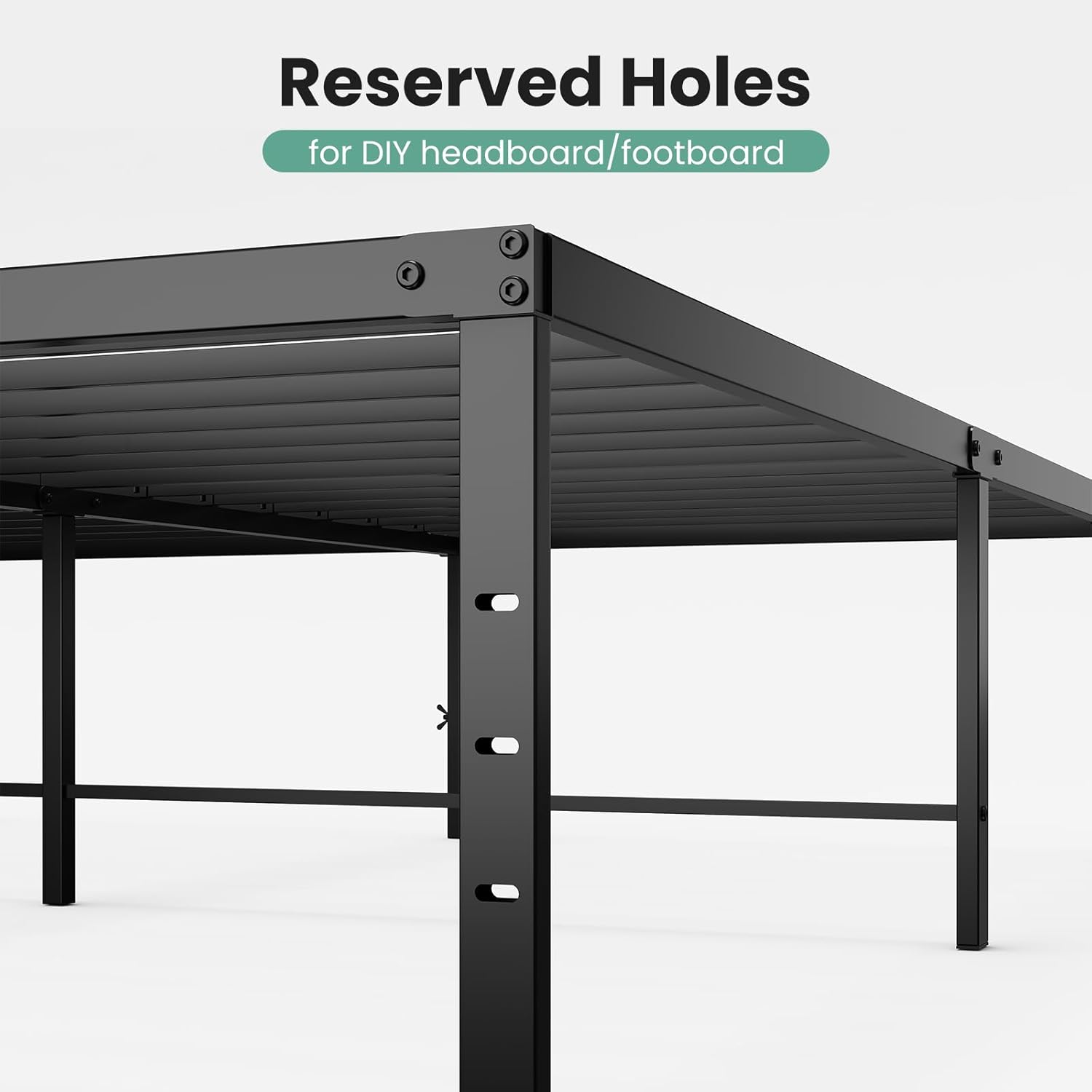Sweetcrispy 18-Inch Platform Bed Frame - Heavy Duty Metal Foundation with Noise-Free Steel Slats | Underbed Storage, No Box Spring Needed