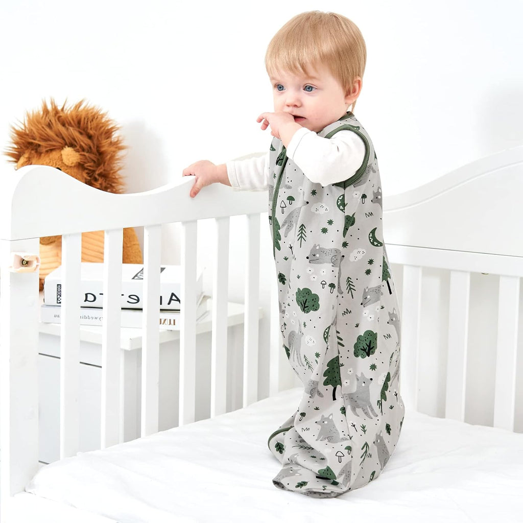 Yoofoss Baby Sleep Sack - 100% Organic Cotton Wearable Blanket for 12-18 Months | Lightweight 2-Way Zipper
