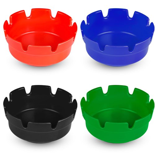 4 Pieces Assorted Colors Plastic Ash Tray for Cigarette Smokers, Stackable Tabletop Ashtray, Ashtrays for Outdoor Indoor Home Patio Office Hotel Bar Restaurant Use (Black Blue Green Red)