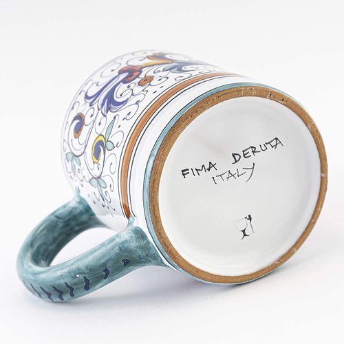 thatsArte.com Fima Italian Ceramic Mug Ricco Deruta Blu - Hand Made Pottery Coffee Mugs, Deruta Italian Pottery, Painted Mug, Italian Ceramic, Made in Italy, Painted Coffee Mug, Mugs Handmade