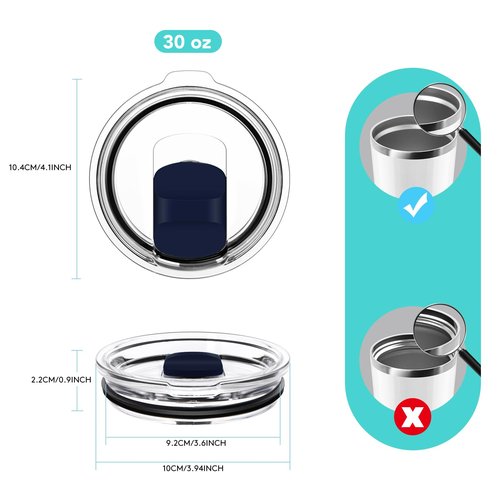 30 oz Tumbler Lid, Replacement Lids Compatible for YETI 30/32 oz Tumbler, 14 oz Mug and 35 oz Straw Mug, Travel Spill Proof Cup Lids Covers with Magnetic Slider Switch, BPA Free