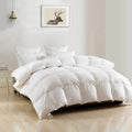 DWR Luxury King Down Feather Fibers Comforter, Ultra-Soft Cotton Blend Fabric, Medium Weight for All Season Hotel Style Fluffy Duvet Insert with Ties (106x90 Inches, White)