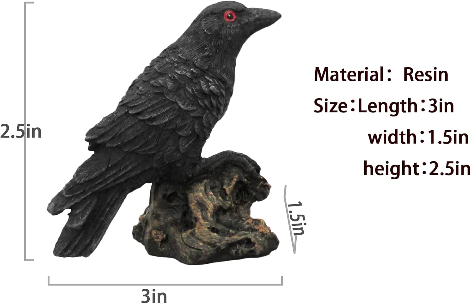 Skiennix 2PCS Resin Crow Raven Statues - Black Bird Halloween Decor | Realistic Design