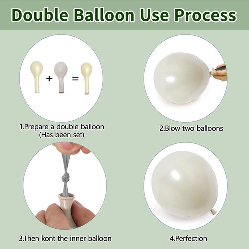 Emerald Green and Gold Balloons Arch Kit, Double Stuffed Dark Hunter Forest Green Pearl Sand White Metallic Gold Balloons for Wedding First Communion Birthday Graduation Party Decorations