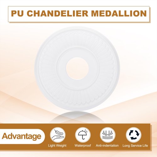 PATIKIL Ceiling Medallion, 13" OD x 3.43" ID PU Decorative Ceiling Light Medallion Chandelier Medallion Traditional Ceiling Light Cover Plate for Ceiling Light Fixtures Fans, White