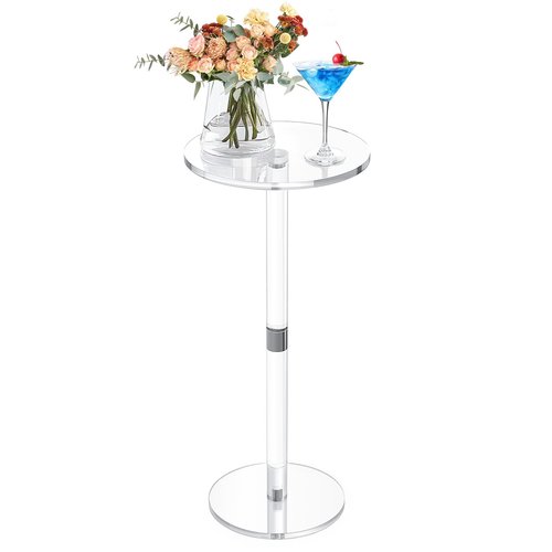Cilinta 9.8" Round Clear Acrylic End Table - Modern Small Space Side Table for Living Room, Bedroom, Office, Outdoor | Sturdy, Easy to Install, Multi-Purpose