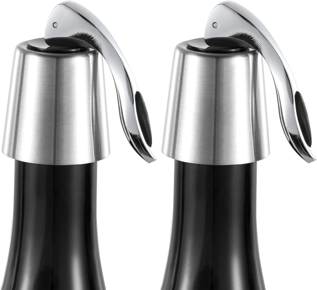 Stainless Steel Bottle Sealer & Wine Topper – Premium Wine Lover Gifts, Wine Gifts for Women and Men – Airtight Champagne Stopper for Sparkling Wine – Wine Essentials Gifts