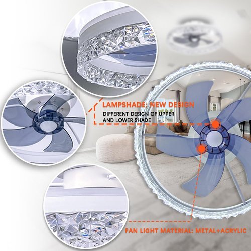 Baycnic Low Profile Flush Mount Ceiling Fan with Light and Bluetooth Speaker, Smart Ceiling Fan with 6 Speeds, Reversible Airflow, APP/Remote Control for Bedroom