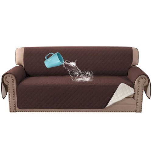 H.VERSAILTEX Couch Cover, Sofa Covers for 3 Cushion Couch, Dog Couch Cover Protector, Furniture Covers for Pets, 100% Waterproof Cover with Non-Skid Backing & Elastic Straps(Sofa, Chocolate)