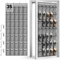 WVM Over The Door Shoe Organizer - 35 Breathable Mesh Pockets | Large Capacity Closet Storage in Grey