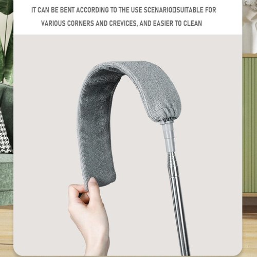 Retractable Gap Dust Cleaner Brush with 4 pcs Replacement Duster Cloth, 100 inches Extendable Pole, Flexible Microfiber Duster for Cleaning Under Refrigerator, Sofa,Couch Bed, Furniture