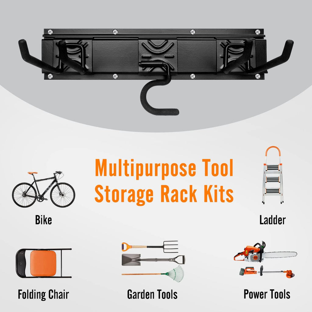 SMARTOLOGY Heavy-Duty Steel Garage Tool Storage Rack - 150 lbs Capacity | Weather-Resistant Wall Mount Organizer for Tools