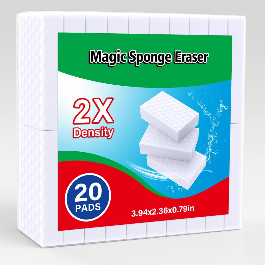 Skiennix Magic Sponges - 20 Pack Long-Lasting Melamine Cleaning Erasers for Home & Kitchen