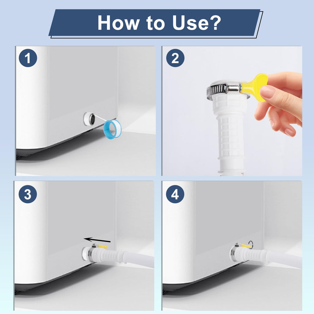 Universal Dehumidifier Drain Hose 10 Feet Air Conditioner Hose with Cut-Table Rubber Adapter Connect Clamp and Teflon Tape, Drain Pipe for Dehumidifiers, Air Conditioners