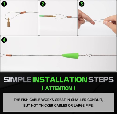 FTIHTRY 22FT Fiberglass Electrical Wire Pulling Glow Rods - Complete Kit with 8 Attachments