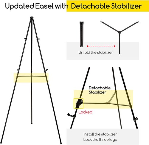 MEEDEN 6Pcs Metal Easel Stand - 63" Portable Tripod Display for Weddings, Paintings & Presentations