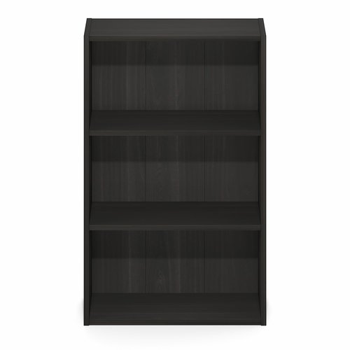 Furinno Basic Book Shelf, 3-Tier Bookshelf, Cube Storage Organizer Bookcase with Open Shelf, 7 x 17 x 26, for Living Room, Bedroom, Home Office, Espresso