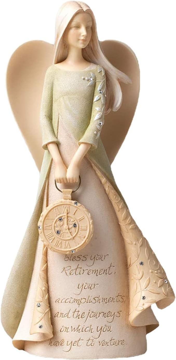 Skiennix Elegant Retirement Angel Figurine Set - 6.5" Gift for Coworkers, Teachers, Nurses & Friends | Perfect Retirement Party Decor