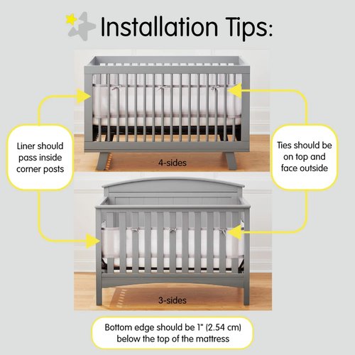 BreathableBaby Breathable Mesh Liner - Classic 3mm Mesh for Full-Size Cribs | White, Covers 3 or 4 Sides
